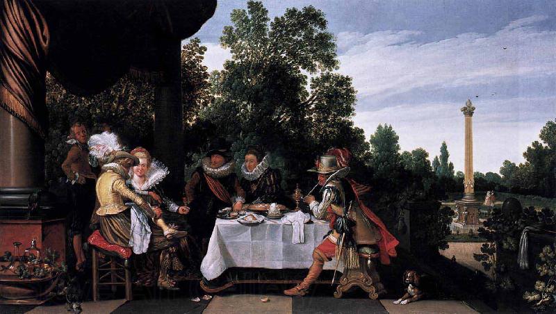 Esaias Van de Velde Merry company banqueting on a terrace Spain oil painting art